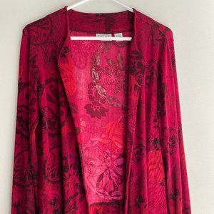 CHICO'S  Size S - Open Front Topper Jacket - Red with Exquisite Design